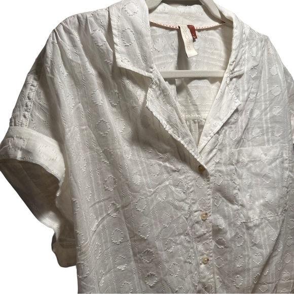 Pilcro Anthropologie White The Cami Surf Blouse Woven 100%Cotton Sheer Large - Picture 6 of 17